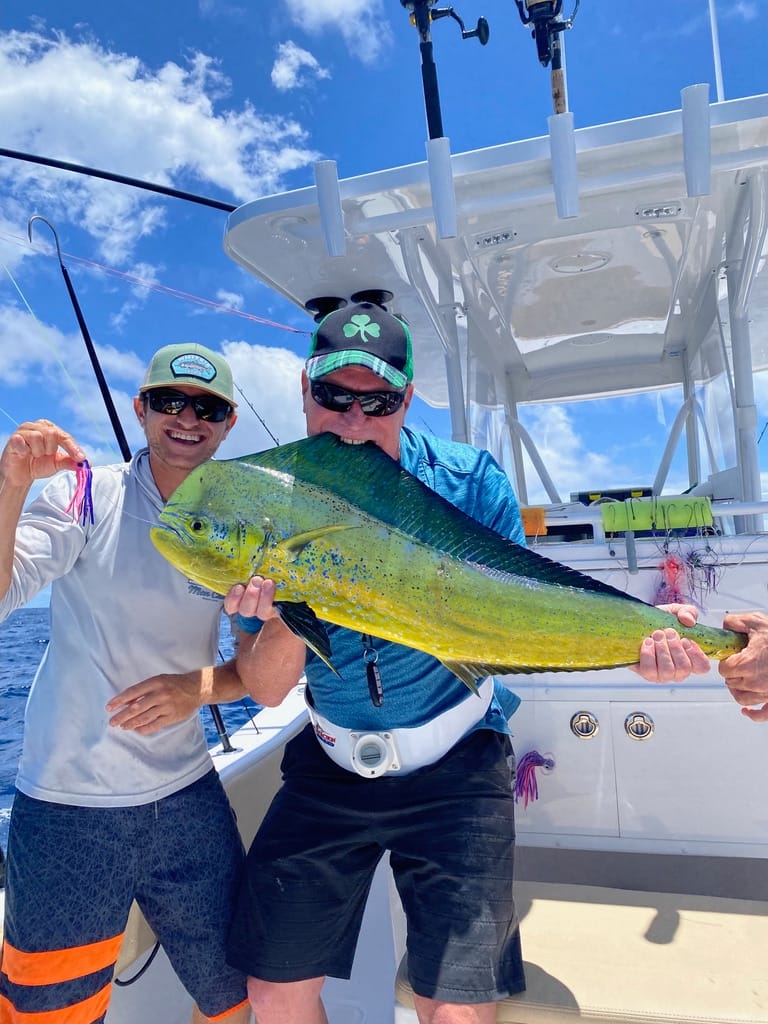 Mahi Mahi caught by two charter guests on the boat